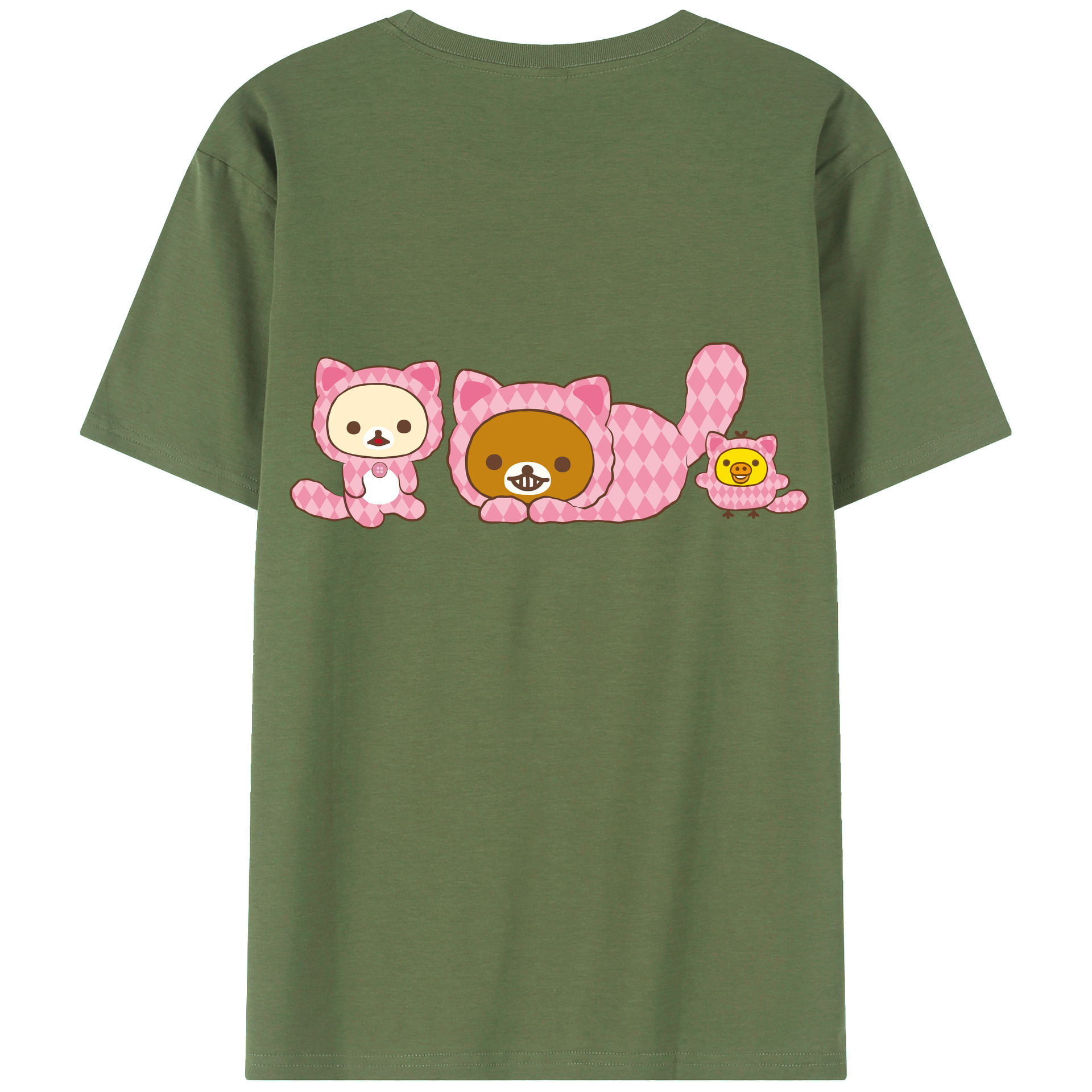 （画像用） リラックマ リラックマ キイロイトリ Rilakkuma Korilakkuma Kiiroitori 綿100％ メンズ半袖Tシャツ（バックプリント） 通気性